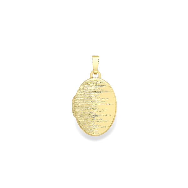 9ct Gold Textured Oval Locket Necklace