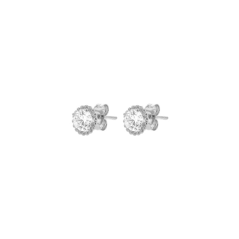 9ct Gold Mini Round Cubic Zirconia Halo Earrings