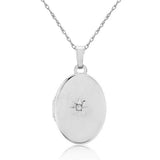 Sterling Silver Oval Diamond Locket Necklace