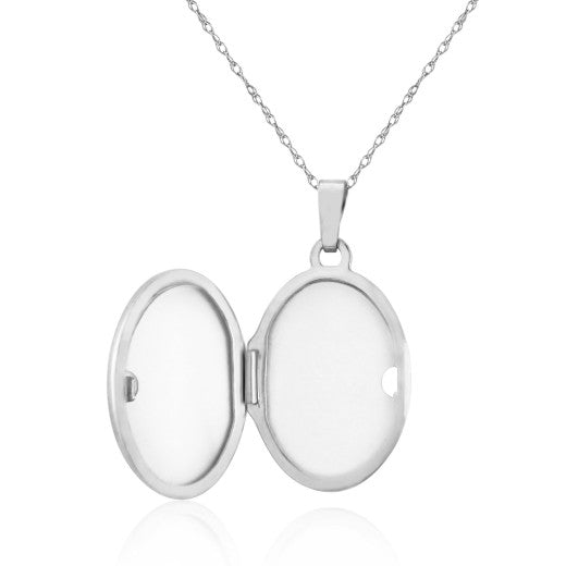 Sterling Silver Oval Diamond Locket Necklace