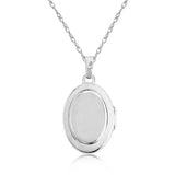 Sterling Silver Oval Diamond Locket Necklace