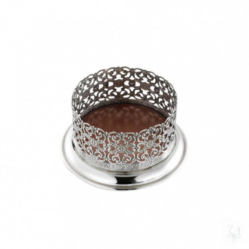 Sterling Silver Coaster with Wooden Base