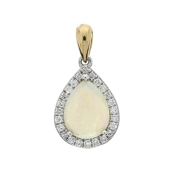 18ct Gold Diamond & Opal Necklace