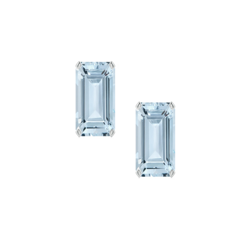 9ct White Gold Aquamarine Stud Earrings