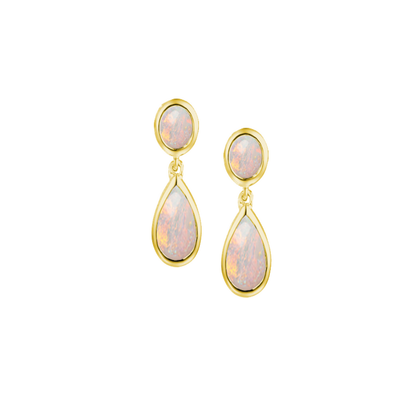 9ct Gold Opal Drop Earrings