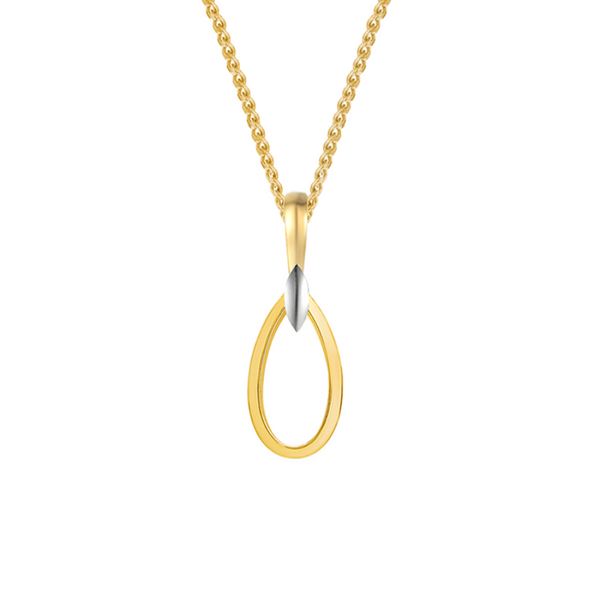 9ct Two Tone Gold Teardrop Necklace