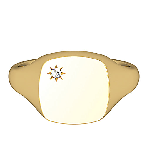 9ct Gold 0.018ct Starburst Diamond Signet Ring