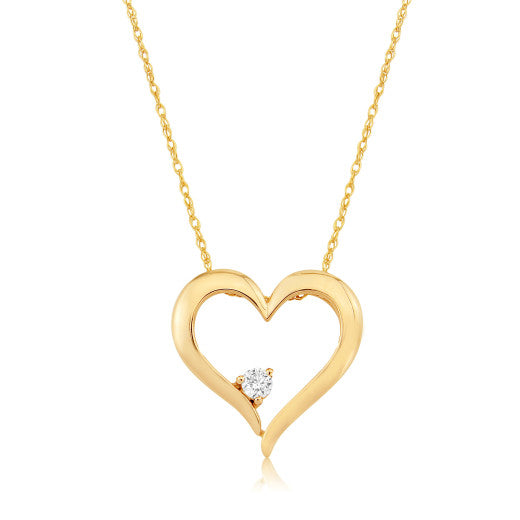 9ct Gold 0.08ct Diamond Heart Necklace