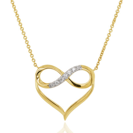9ct Gold Diamond Infinity Heart Necklace