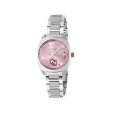 Gucci Quartz Silver Steel Pink Dial 29mm Ladies Watch YA142511