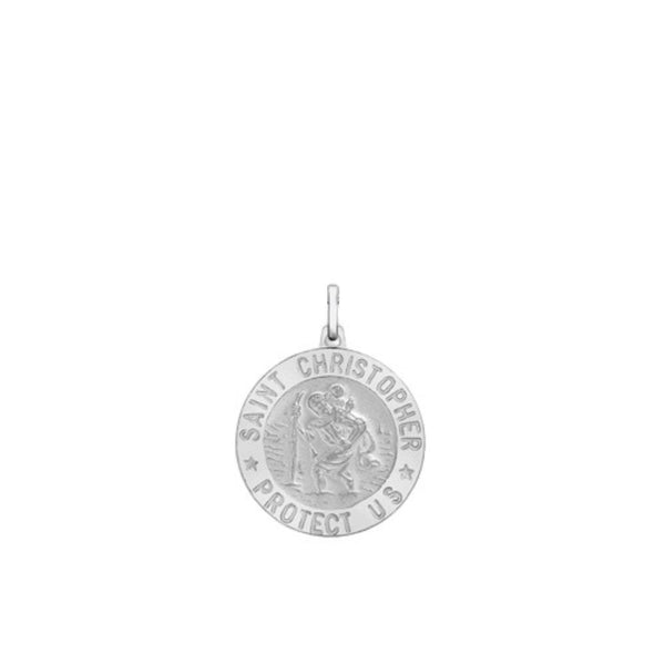 Sterling Silver Round St. Christopher Medallion Pendant