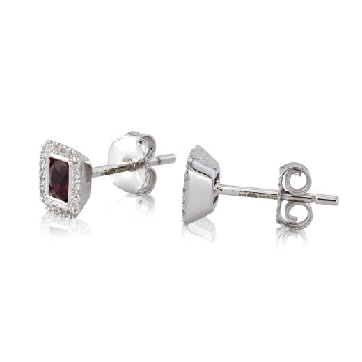 18ct White Gold Diamond & Emerald Earrings