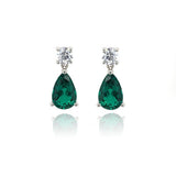 9ct White Gold Cubic Zirconia and Created Ruby/ Emerald Earrings