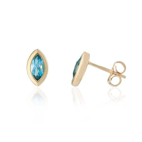 9ct Gold Marquise Blue Topaz Earrings