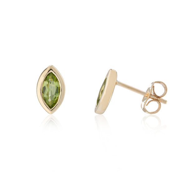 9ct Gold Marquise Peridot Earrings