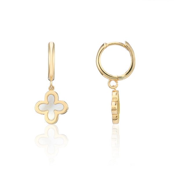 9ct Gold Mother of Pearl Petal Drop Earrings