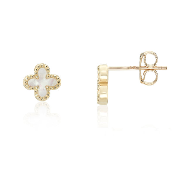 9ct Gold Mother of Pearl Petal Stud Earrings