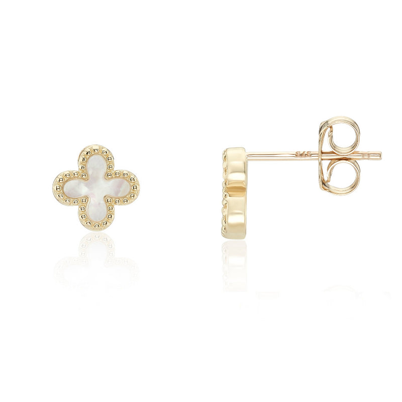 9ct Gold Mother of Pearl Petal Stud Earrings