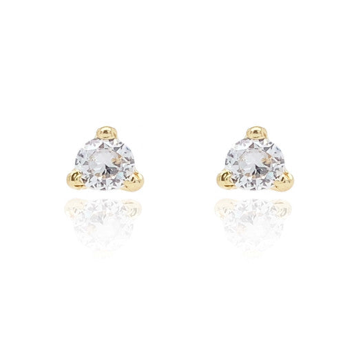 9ct Gold 6mm Cubic Zirconia Trilliant Stud Earrings