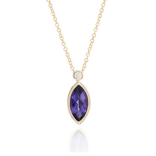 9ct Gold Diamond & Amethyst Necklace