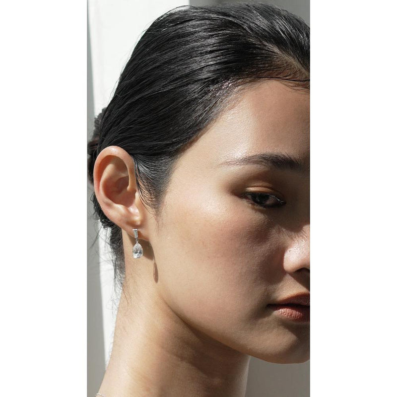 Carat London 9ct White Gold Drop Earrings