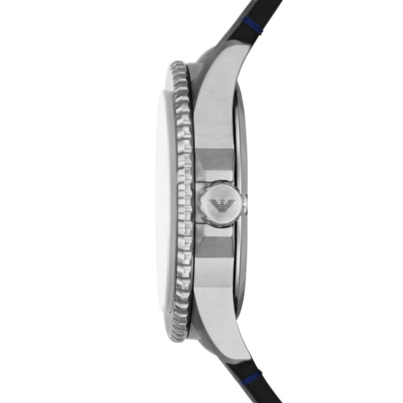 Emporio Armani Diver Quartz Black Leather 42mm Watch AR11516