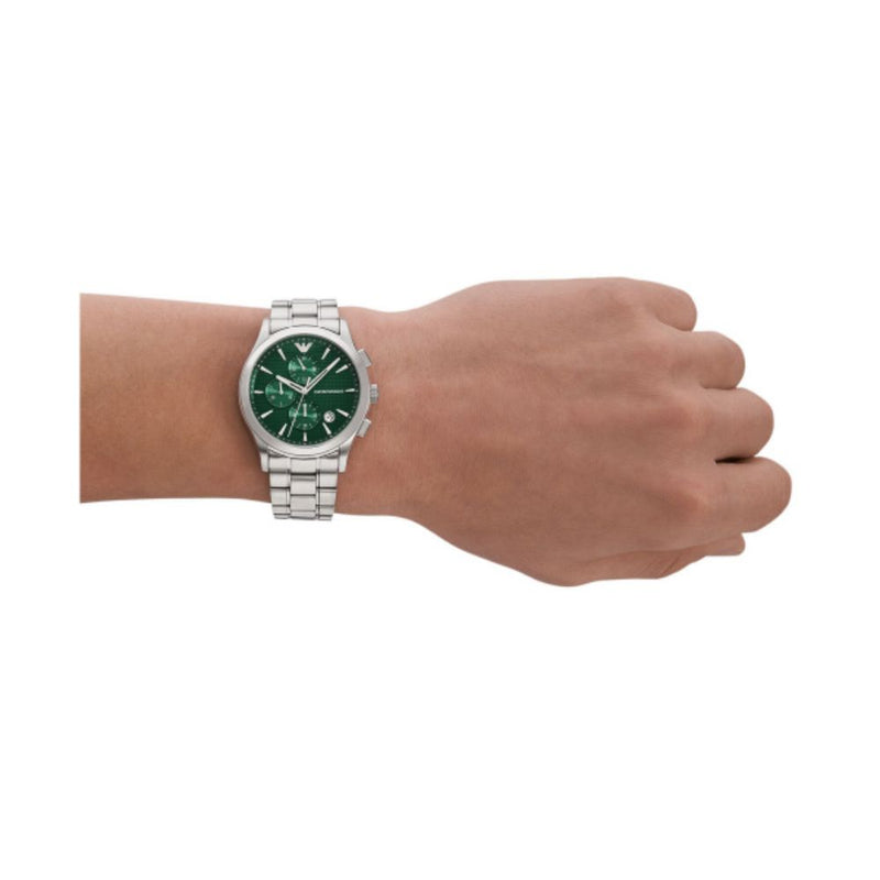 Emporio Armani Paolo Quartz Silver Steel Green Dial 42mm Watch AR11529