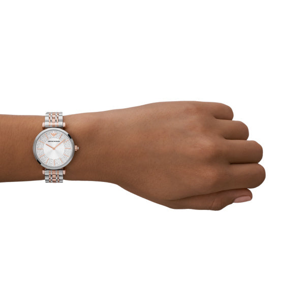 Emporio Armani Gianni T-Bar Two Tone Steel 32mm Ladies Watch AR11537