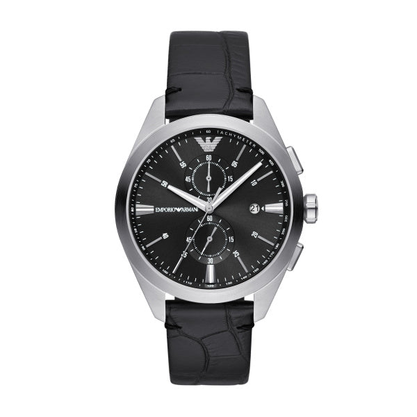 Emporio Armani Claudio Quartz Black Leather Black Dial 43mm Watch AR11542