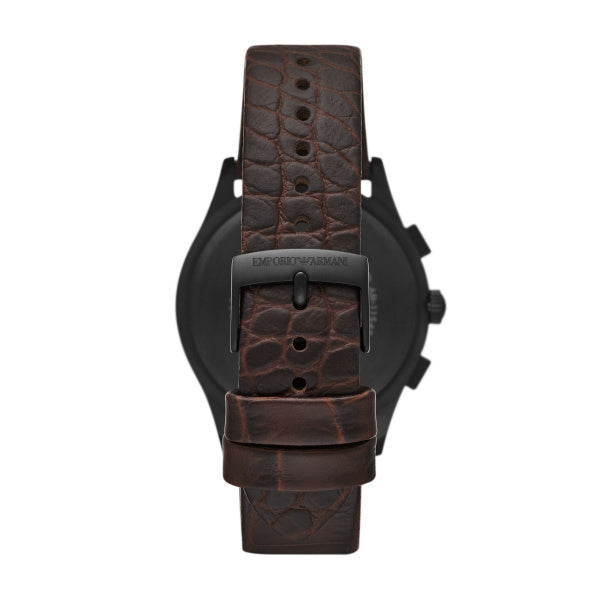 Emporio Armani Paolo Quartz Brown Leather Black Dial 42mm Mens Watch AR11549