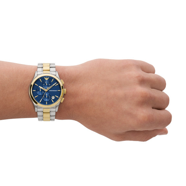 Emporio Armani Paolo Quartz Two Tone Steel Blue Dial 42mm Mens Watch AR11579