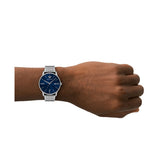 Emporio Armani Minimalist Quartz Silver Steelm Blue Dial 39mm Watch AR11674