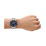 Emporio Armani World Explorer Solar Silver Steel Blue Dial 43mm Watch AR11681