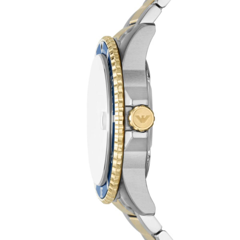 Emporio Armani World Explorer Quartz Two Tone Steel Blue Dial 42mm Watch AR11682