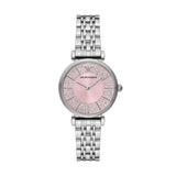 Emporio Armani Gianni T-Bar Quartz Silver Steel Pink Dial 32mm Watch AR11686