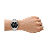 Emporio Armani Dario Quartz Silver Steel Black Dial 42mm Watch AR11691