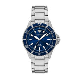 Emporio Armani World Explorer Solar Silver Steel Blue Dial 42mm Watch AR11697