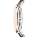 Emporio Armani Archetipo Quartz Silver Dial Brown Leather Strap 43mm Watch AR11783
