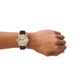 Emporio Armani Archetipo Quartz Silver Dial Brown Leather Strap 43mm Watch AR11783