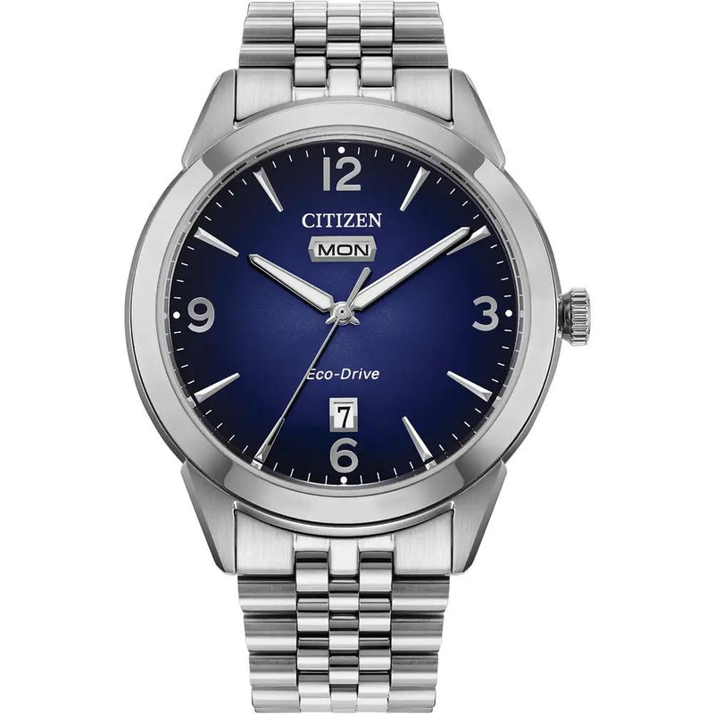 Citizen Rolan Eco-Drive Silver Steel Blue Dial 41mm Watch AW0150-53L