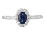 Platinum Diamond Cluster & Sapphire Ring
