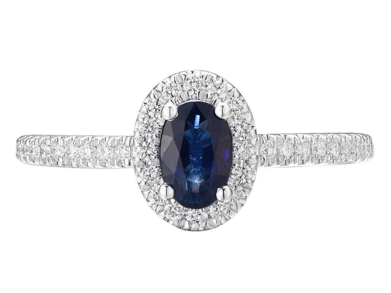 Platinum Diamond Cluster & Sapphire Ring