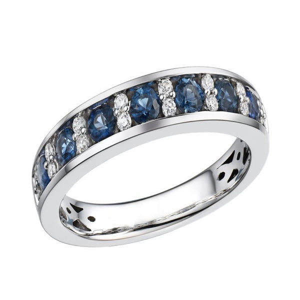 18ct White Gold Diamond & Saphhire / Ruby Ring