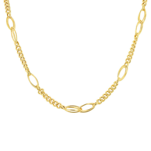 9ct Gold Fancy Curb Double Oval Link Necklace