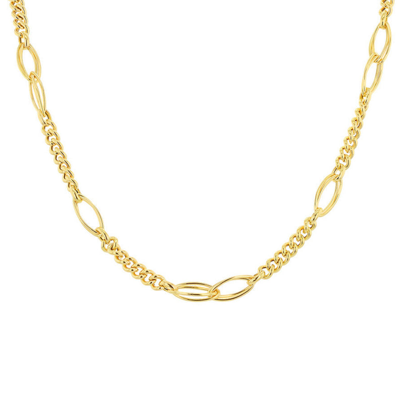 9ct Gold Fancy Curb Double Oval Link Necklace