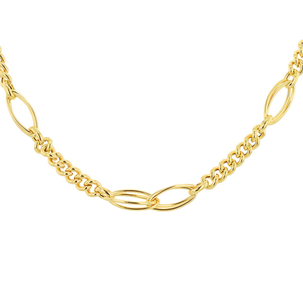 9ct Gold Fancy Curb Double Oval Link Necklace