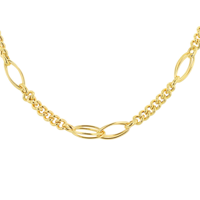 9ct Gold Fancy Curb Double Oval Link Necklace