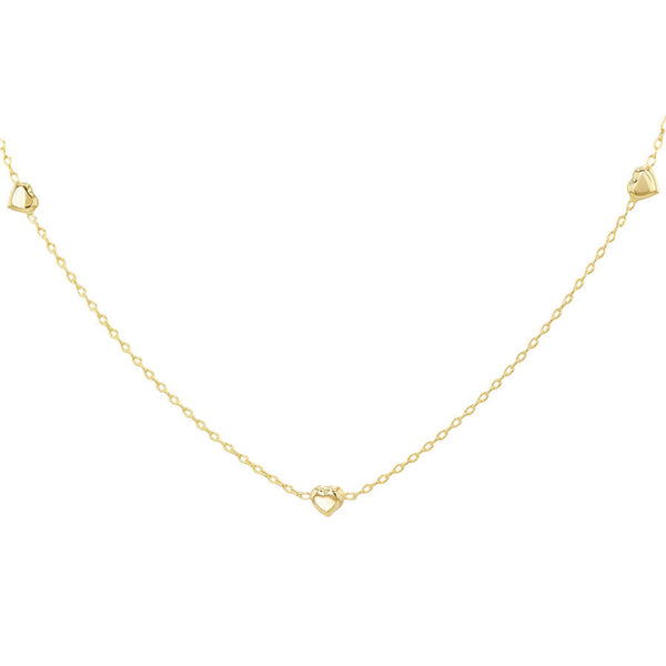 9ct Gold Three Hearts Adjustable Necklace
