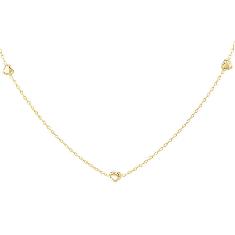 9ct Gold Three Hearts Adjustable Necklace