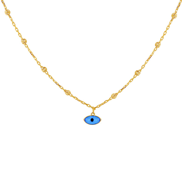 9ct Gold Evil Eye and Beads Necklace